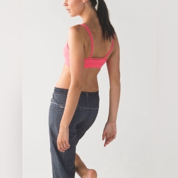 Lululemon Straight Up Bra in Pink Lemonade with Clear Sheer Straps - Size 6 - Picture 3 of 10